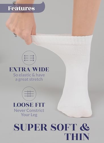 Hugh Ugoli Diabetic Socks for Women, Extremely Soft, Rayon derived from Bamboo, Ankle, Thin, Wide, Loose, Non-Binding Top3