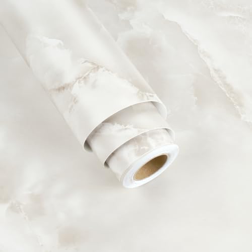 Wallderful Beige Marble Contact Paper for Countertops Waterproof Cloudy Marble Wallpaper Peel and Stick Removable Self Adhesive Vinyl Wall Covering for Kitchen Backsplash Bathroom Cabinets 15.75"x78"