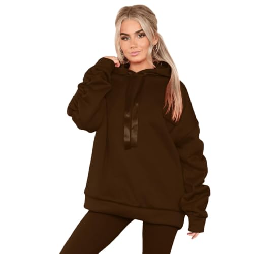 Sweat à capuche d'hiver chaud pour femmes pull uni oversize confortable