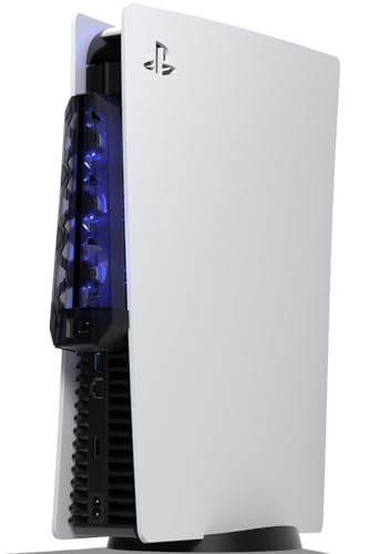 【2025革新型 瞬間冷却】PS5アクセサリ用の冷却ファンLEDライト付き、プレステ5高性能冷却ファン、USB 3.0ポート、ソニーPS5デジタル/ディスク版 (Black)