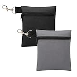 2 Pcs Golf Tee Bag Pouch, Golf Accessories Bag, Golf Ball Bag, Golf Tee Bag, With Metal Lobster Claw Clip For Valuables And Golf Accessories, Clips To Your Golf Bag For Extra Storage(Black And Grey) - Image 1