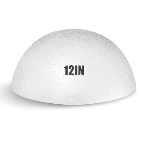 Styrofoam Half Balls 12 Inch 1PC Large White Half Foam Balls for Crafts DIY Craft Giant Foam Balls for Home and School Smooth Solid Round Balls (Half styrofoam-12in-1pc)