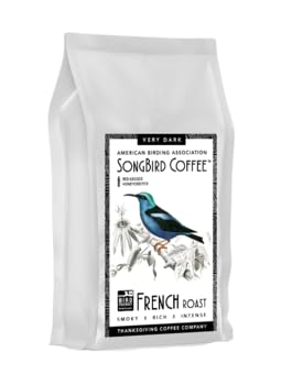 Thanksgiving Coffee "Songbird French Roast Blend" Dark Roasted Organic Shade Grown Whole Bean Coffee - 12 Ounce Bag