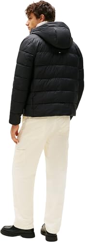 Tommy Hilfiger Herren Pufferjacke Mid Weight mit Kapuze, Schwarz (Black), XXXL – Ansicht 2