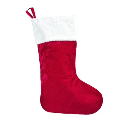Kirain Calza di Natale in velluto rosso, 45 cm, calze di Natale grandi calze di Natale da appendere, sacchetti regalo per la famiglia, decorazioni natalizie per le vacanze