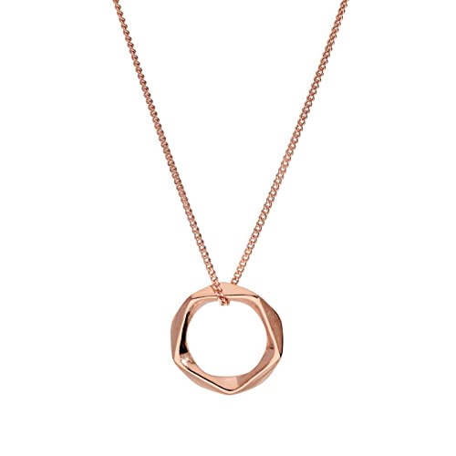 Collier pendentif anneau pentagone en argent plaqué or rose ajustable