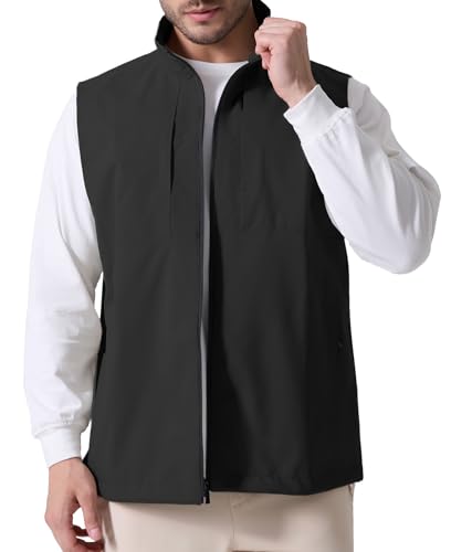 Image of Susclude Men's Quick Dry Lightweight Softshell Vest Windproof Sleeveless Jacket for Fishing Work Golf Hiking Casual Travel