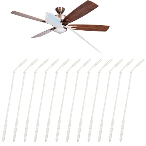 Image of Colingmill 12 Pcs 3 ft Replacement Handles Compatible with Duster Refills, Long Extended Handle Only, Adjustable Length for Ceiling Fans, Blinds, Shelves, Windows, Foldable & Extendable (White)