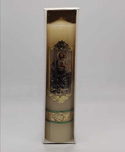Cirio Pascual o Vela decorada con imagen de San Judas Tadeo de 2 X 7 ½ in.
