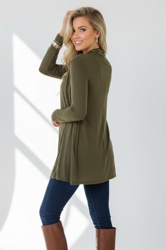 Image of ToBeInStyle Womens Open Front Long Sleeve Lightweight Asymmetrical Draped Cardigan with Side Pockets