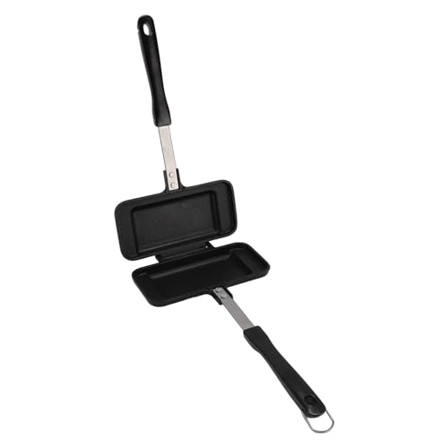 Gofrera antiadherente para estufa, gofrera portátil de aluminio con mango largo para hornear desayuno familiar, tostadora de sándwiches (Tipo 1)