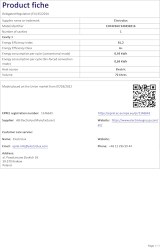 Electrolux EOF4P46X Multifunktions-Backofen, 72 l, Klasse A+, SurroundCook, Pyrolytische Reinigung, 589 x 594 x 569 mm, Edelstahl Anti-Fingerabdruck