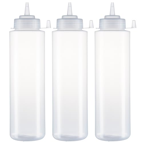 HR Hogar Squeeze Lot de 3 bouteilles de sauces réutilisables et recyclables, sans BPA, avec bouchon anti-fuite, sans goutte, fabriquées en Europe,...