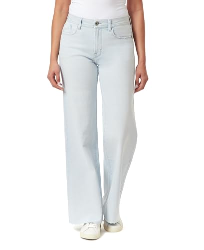 kensie Jeans for Women The Kaya Vintage Straight High-Rise Wide Leg Raw Hem 32-Inch Inseam, Perth, 14