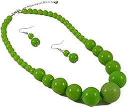 Jay Jewellery - LIME GREEN GRADUATED BEAD NECKLACE & EARRINGS SET