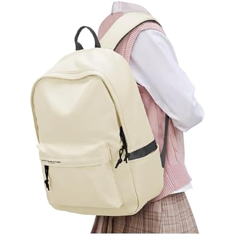 VGOCO Lightweight Backpack for Women Men Classic Basic College Backpacks Simple Aesthetic Back pack Causal Travel Work Daypacks Rucksack White Cover