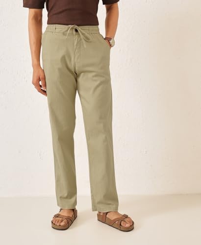 Image of Majestic Man Men's Premium Linen Blend Pants | Lightweight Fabric | Elastic Waist with Drawstring | Regular Fit | Side, Back Pockets | Perfect for Casual, Holidays & Travel