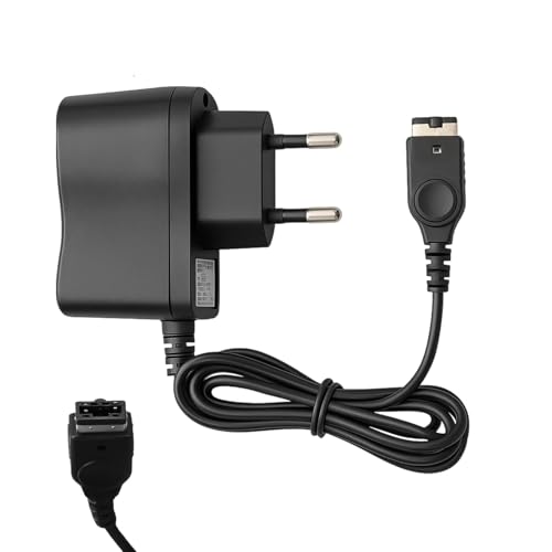 Cargador para NDS Fat Model, Adaptador de Game Boy Advance SP(GBA SP), Adaptador 5V 500mA Compatible, 2 Pin Europlug Cargador de Pared Cable de Alimentación de Carga, 1.1M Negro