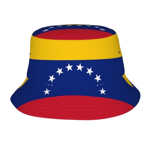 Flag of Venezuela Adult Unisex Sunshade Bucket hat, Non-Shrinking, Lightweight, Breathable, Foldable, Easy to Store Black