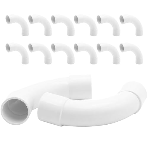 ZWWOGE Codo de Tubo,Tubo Redondo Rígido del PVC,Conectores de 90 Grados de Tubería,Tubo de Conducto de Plástico Cable Canal Instalación para Canal Exterior y Interior Casa Sótano Techo,12 Piezas,16mm