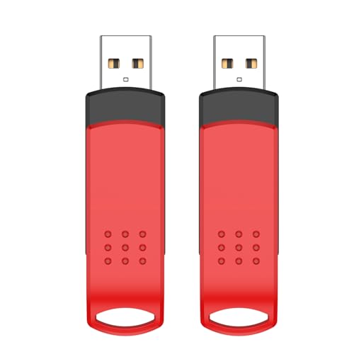 Image of 64GB USB Flash Drive 2 Pack (Red), USB-A, Pen Drives 25MB /s Read 10MB /s Write, Dual Thumb Drives for PC, Laptop, Car Music, Document Photo Storage (2 Pack)
