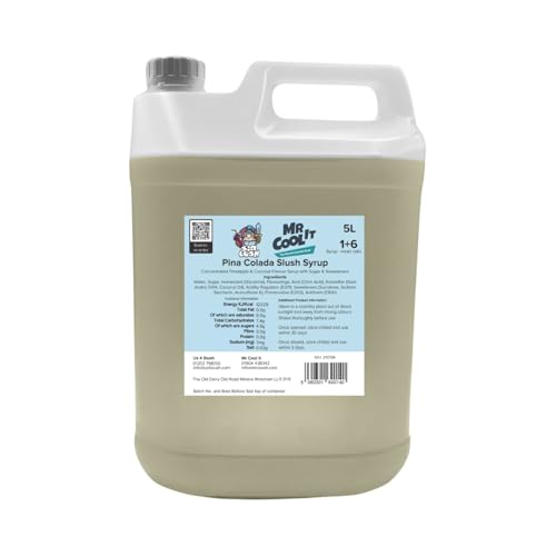Mr Cool It Pina Colada Cocktail Slush Syrup 5L - Reduced Sugar Frozen Drink Mix 6:1 Concentrate Suitable for All SLUSHI Machines Vegan Halal & Gluten Free