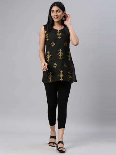 Image of GO COLORS Soft Cotton Stretch Cropped Leggings for Women | Breathable, Mid Rise