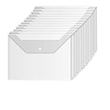 Premium Envelope Wiekyze Poly Envelope 12 Pcs Plastic Document Envelopes with Snap Button Quality Clear Document Folder for A4 Size