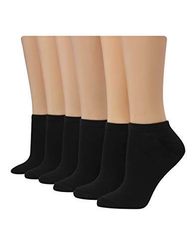 Hanes Womens Cool Comfort Sport 6-Pack No Show Socks, 9-11, Black