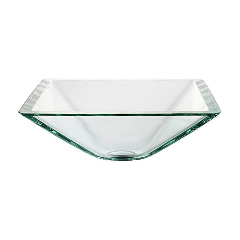 Kraus GVS-901-19mm-SN Aquamarine Square Clear Glass Vessel Bathroom Sink Cover