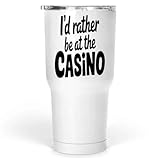 Gift Design Id Rather Be At the Casino - Poker Lover Present Idea - Funny Gambler Present - Casino Lovers Present - Casino Player Qgyfsd 30 Oz White Stainless Steel Large Tumbler 771057