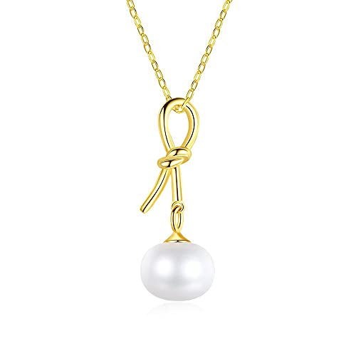 Collier avec pendentif en perles naturelles forme nœud : bijoux fins femmes pour soirée