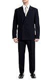 Hugo Boss "Ulan/Fabo182 Men's Oversize Fit Wool Blue Double Breasted Suit US 40R IT 50R