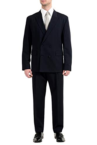 Hugo Boss "Ulan/Fabo182 Men's Oversize Fit Wool Blue Double Breasted Suit Us 40R It 50R #TOP9