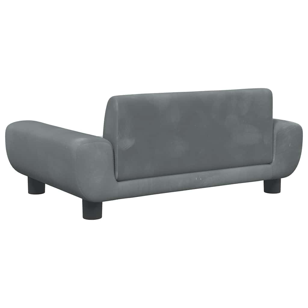 Sofa dziecięca, ciemnoszara, 70 x 45 x 33 cm, aksamitna, do pokoju dziecięcego, zestaw do siedzenia, komfortowe łóżko dziecięce, wózek do przewijania, do karmienia, łóżeczko pomocnicze