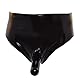 Rubberfashion Latex Slip - Kurze Pants mit Penishülle und Anal Dildo - Rubber Dessous für Herren Schwarz 0.4mm S
