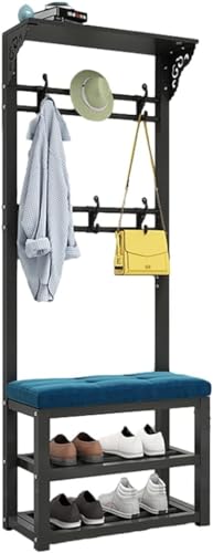 Genérico Perchero de pie Resistente con Ganchos Dobles, 3 en 1, para Pasillo, Zapatero y Esponja de Alta Densidad incorporada para Dormitorio Familiar (Color: A, tamaño: 60 cm)