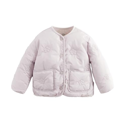 marc & janie Girls Floral Quilted Ultralight Down Coat Long Sleeve Snap Button Coat Warm Tops 232025