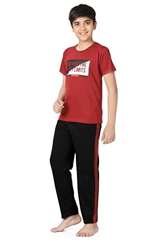 Image of Kids Night Suit for Boys - Cotton Set of Pyjama & T-Shirt Sleepwear - Lightweight & Comfortable Night Wear for Kids