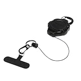 KEY-BAK Ratch-It Retractable Anti-Theft Phone Tether Cell Phone Lanyard with Carabiner & Universal Smartphone Case Anchor Black
