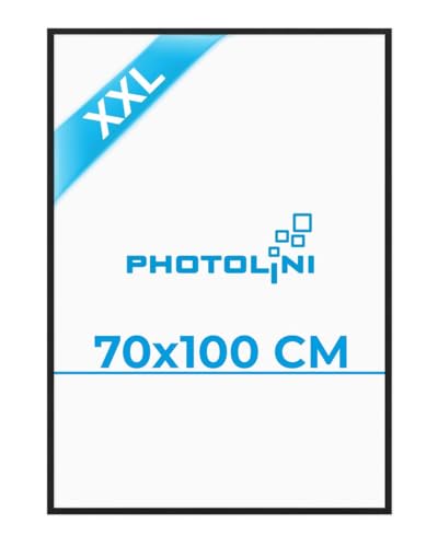 PHOTOLINI Bilderrahmen 70x100 Schwarz, großer Bilderrahmen 70x100 Holz...