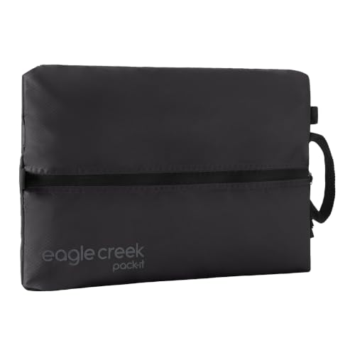 Eagle Creek Pack-It Isolate Shoe Sack - Breathable Shoe Sack for Travel - Lightweight & Portable - Washable - Water-Resistant - Easy-Grab Zipper - Top Handle - Black