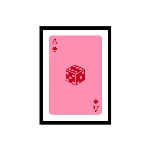 Image of BLINKART Abstract Ace Of Hearts Dice Pink Wall Art Painting Print Design | Aesthetic Wall Decor Photo Artwork Frame Decoration Hanging Home Bedroom Living Room Office| T0030 | 13x10 Inches