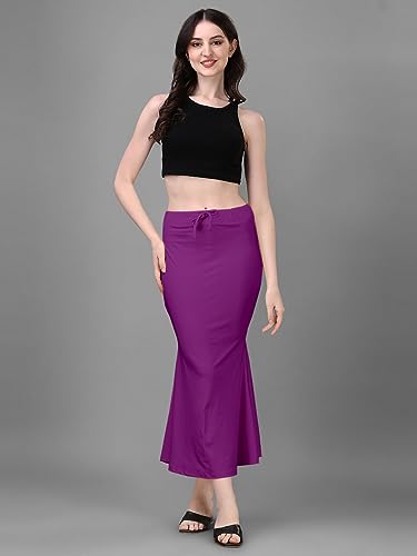 Image of Women's Saree Shapewear Petticoat, Cotton Blend Stretchable Mermaid Skirt, High Waist Tummy Control, Smooth Curve Fit with Adjustable Drawstring