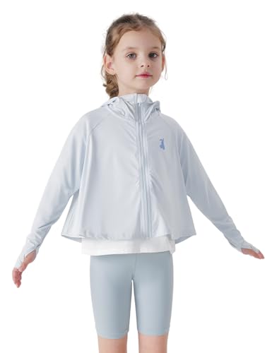 Image of MARC&JANIE Kids Active Zip up Hoodie Girls Lightweight Summer Jacket Cooling Sun Protection Thin Tops 240365