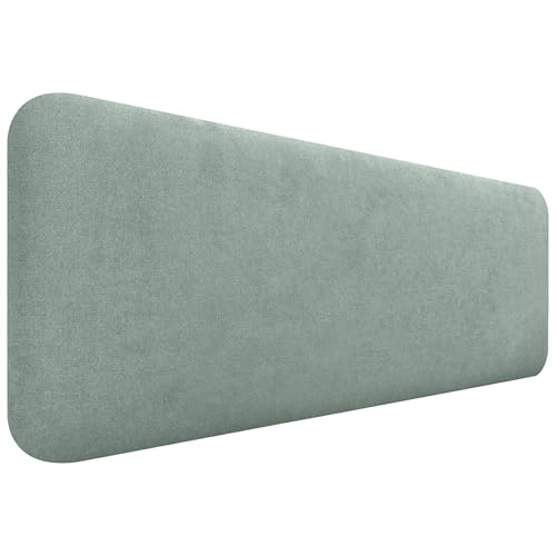 Dhome Cabecero Tapizado Liso Redondeado Tela Aqualine Para Pared Acústicos Cabeceros Absorbentes Cabezal Cama Dormitorio Verde Agua, 150cm