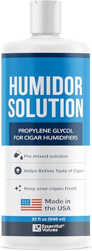 Essential Values Cigar Humidor Solution (1 Pack) 32oz Propylene Glycol Solution (PG Solution) For Humidifiers. Humidor Accessories and Supplies