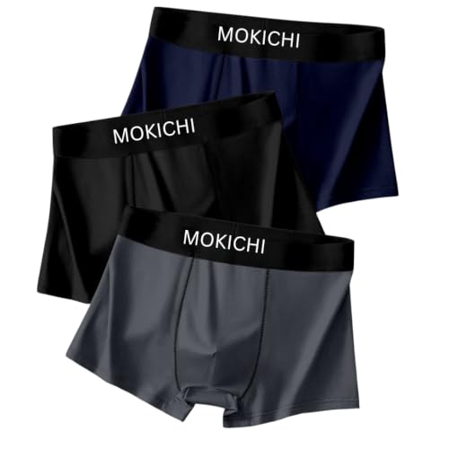 Image of Men's Ice Silk Boxer Briefs Pack of 3 | Ultra Soft Breathable Stretch Trunks | Moisture Wicking Quick Dry Innerwear | Comfortable Mid Rise Underwear