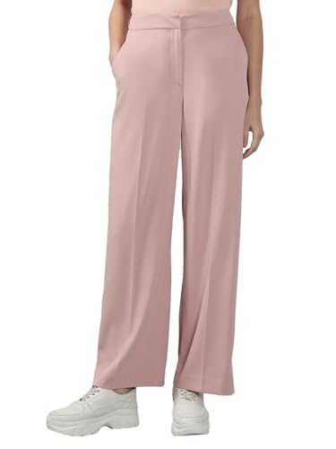 Image of VERO Moda Women's Relaxed 'Desk-to-Dinner' Straight Fit High Rise Stretch Formal Trousers | Formal Pants for Women
