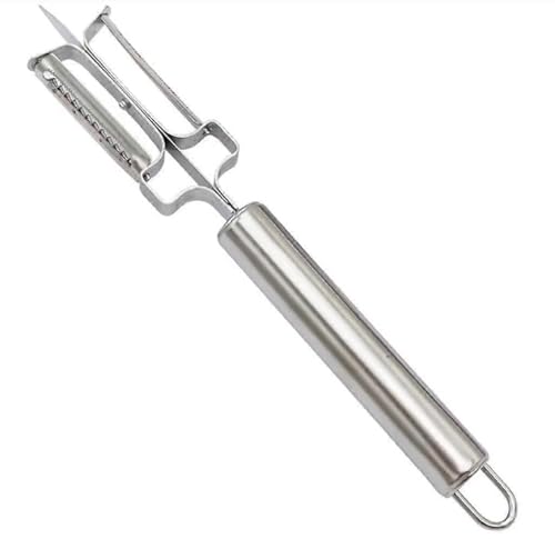 Image of Stainless Steel Julienne Vegetable Peeler Multi-Functional Fruit & Veggie Shredder Slicer and Grater for Potatoes, Carrots, Cucumbers (3-in-1 Julienne Serrated Peeler)